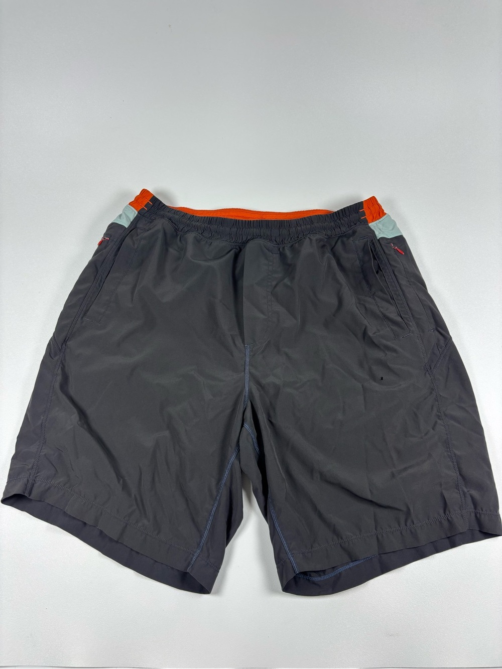 Birddogs Men's Athletic Shorts in Dark Gray with Orange Waistband